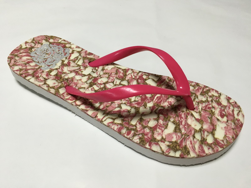 PVC strap EVA outsole flower printed ladies flip flops